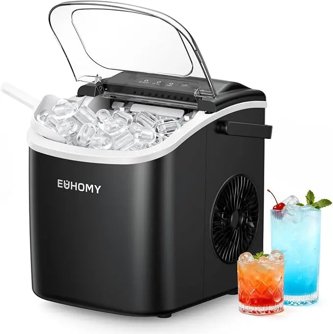 Portable Ice Maker ❄️ | 26lbs/Day 🧊 | 6-Min Fast Ice ⚡ | Self-Cleaning 🧼 | Handle + Basket