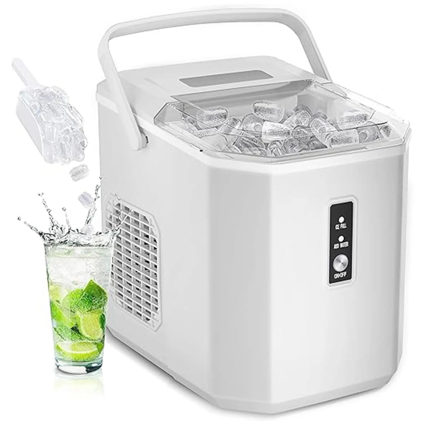 Portable Ice Maker ❄️ | 26lbs/Day 🧊 | 6-Min Fast Ice ⚡ | Self-Cleaning 🧼 | Handle + Basket