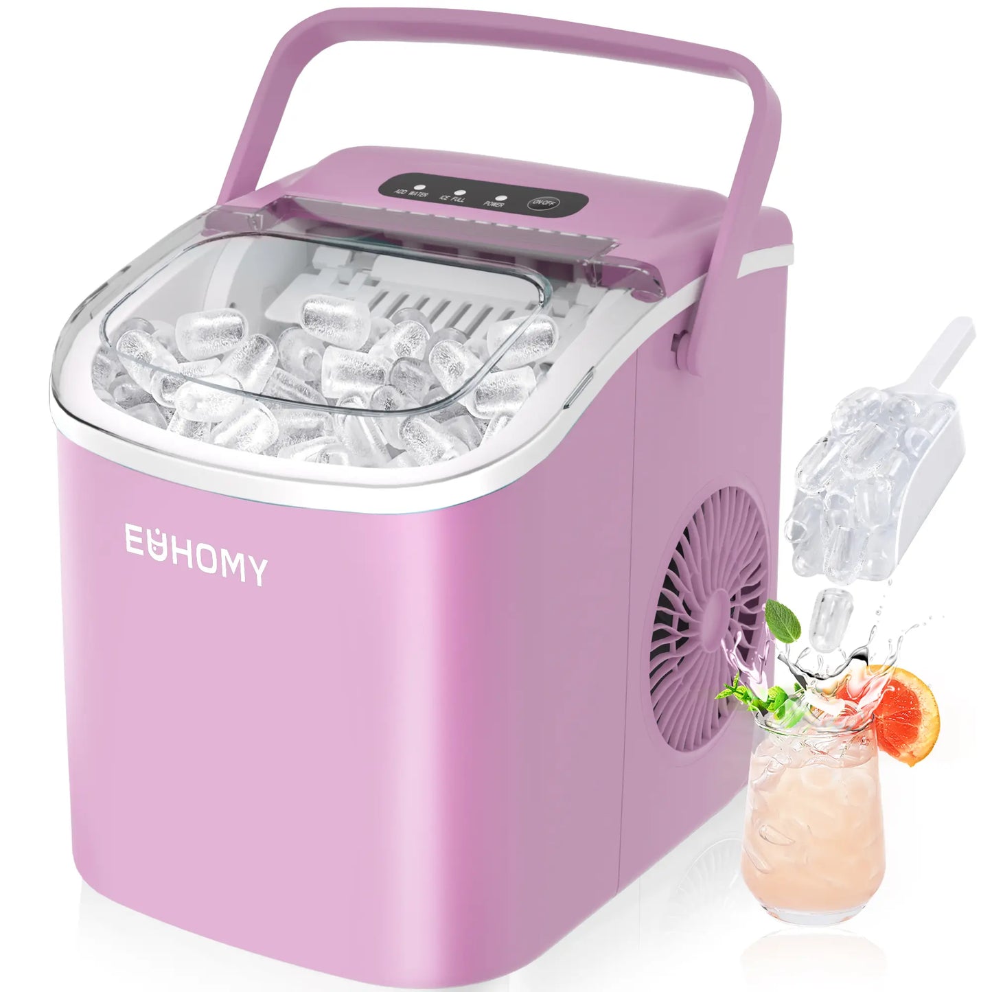 Portable Ice Maker ❄️ | 26lbs/Day 🧊 | 6-Min Fast Ice ⚡ | Self-Cleaning 🧼 | Handle + Basket