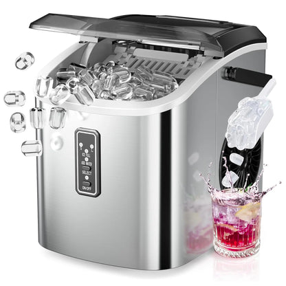 Portable Ice Maker ❄️ | 26lbs/Day 🧊 | 6-Min Fast Ice ⚡ | Self-Cleaning 🧼 | Handle + Basket