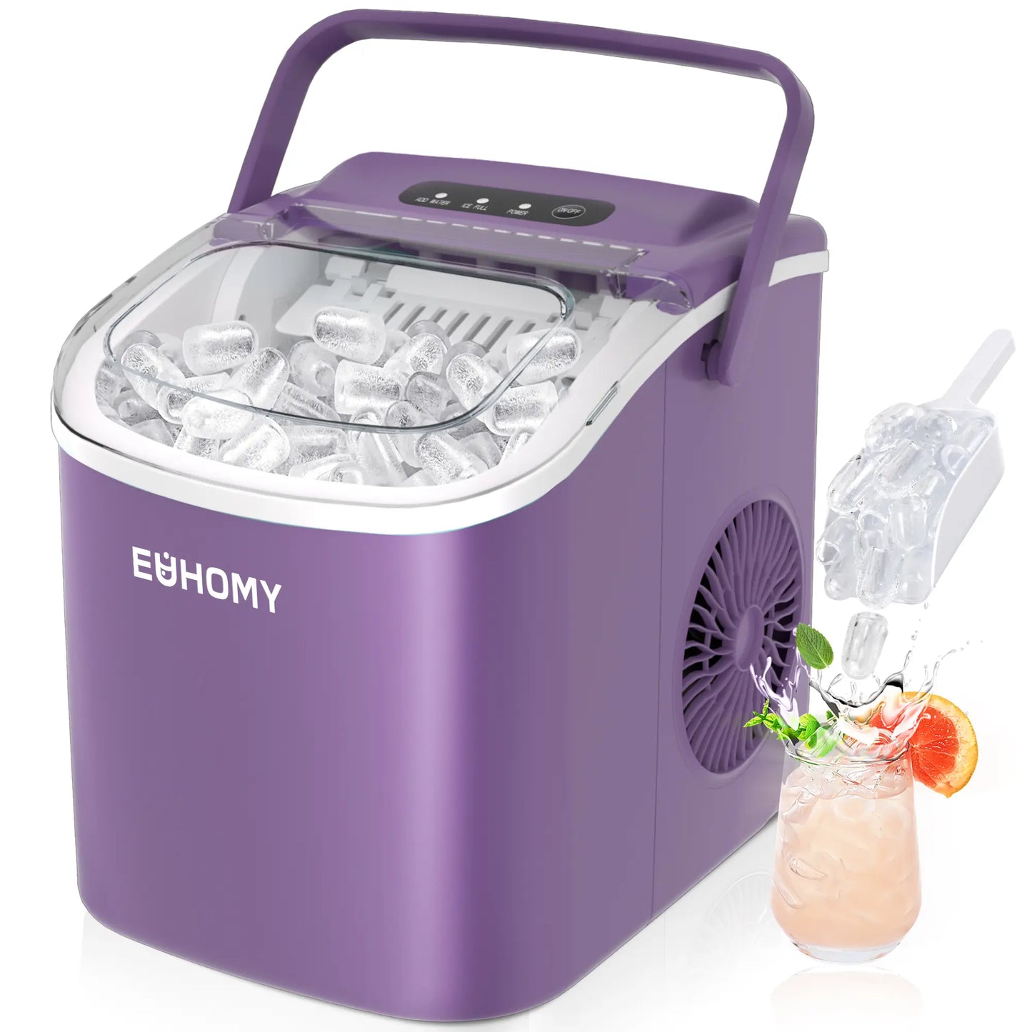 Portable Ice Maker ❄️ | 26lbs/Day 🧊 | 6-Min Fast Ice ⚡ | Self-Cleaning 🧼 | Handle + Basket
