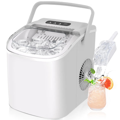 Portable Ice Maker ❄️ | 26lbs/Day 🧊 | 6-Min Fast Ice ⚡ | Self-Cleaning 🧼 | Handle + Basket