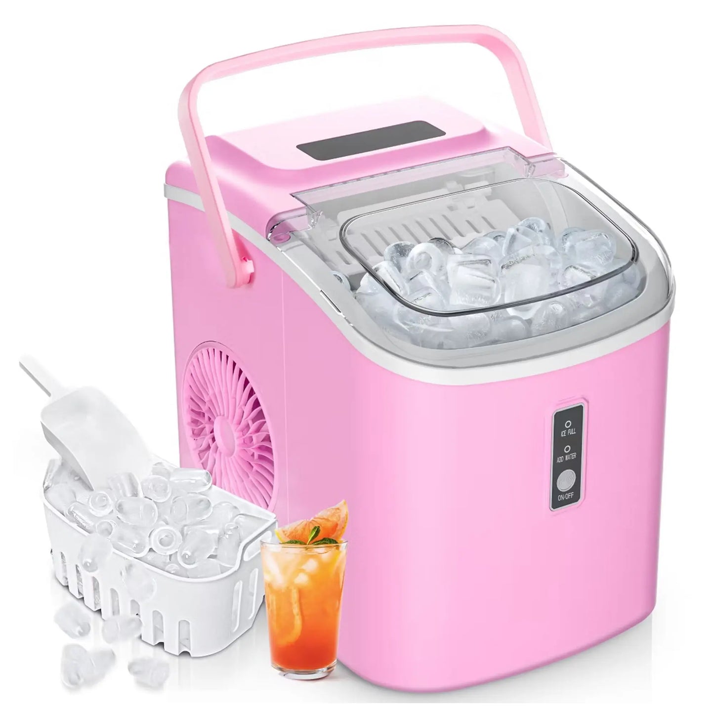 Portable Ice Maker ❄️ | 26lbs/Day 🧊 | 6-Min Fast Ice ⚡ | Self-Cleaning 🧼 | Handle + Basket