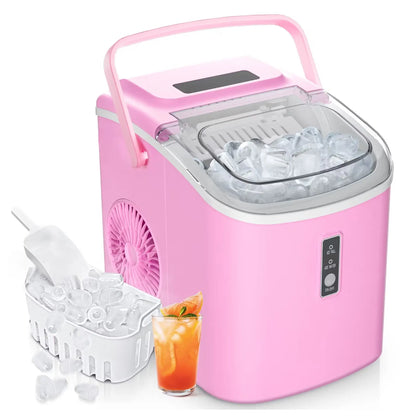 Portable Ice Maker ❄️ | 26lbs/Day 🧊 | 6-Min Fast Ice ⚡ | Self-Cleaning 🧼 | Handle + Basket