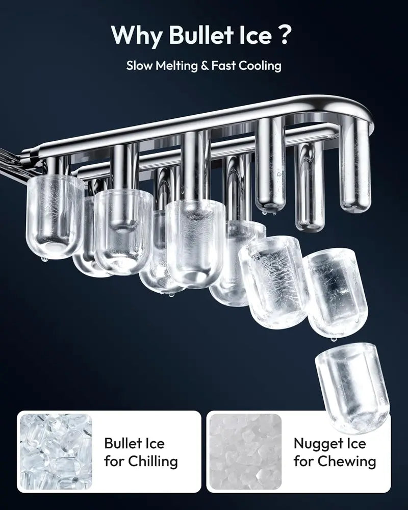 Portable Ice Maker ❄️ | 26lbs/Day 🧊 | 6-Min Fast Ice ⚡ | Self-Cleaning 🧼 | Handle + Basket