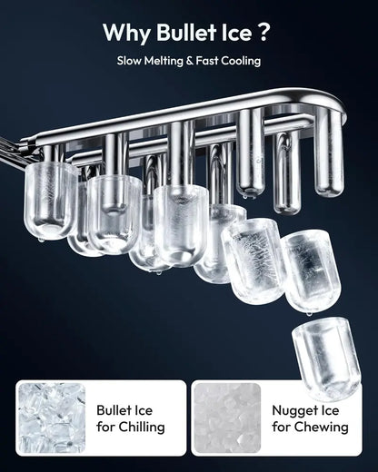 Portable Ice Maker ❄️ | 26lbs/Day 🧊 | 6-Min Fast Ice ⚡ | Self-Cleaning 🧼 | Handle + Basket