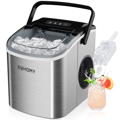 Portable Ice Maker ❄️ | 26lbs/Day 🧊 | 6-Min Fast Ice ⚡ | Self-Cleaning 🧼 | Handle + Basket