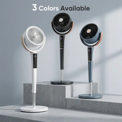 Bedroom Pedestal Fan, Quiet 20dB DC Air Circulator, 15 Speeds 5 Modes, 120° Oscillation, 12H Timer, 1050CFM Airflow, 37-45" Adjustable Height, LED Light, Standing Fan with Remote
