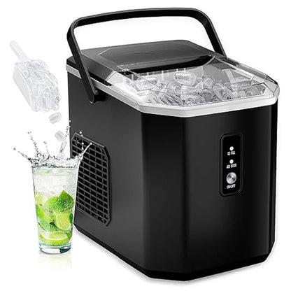 Portable Ice Maker ❄️ | 26lbs/Day 🧊 | 6-Min Fast Ice ⚡ | Self-Cleaning 🧼 | Handle + Basket