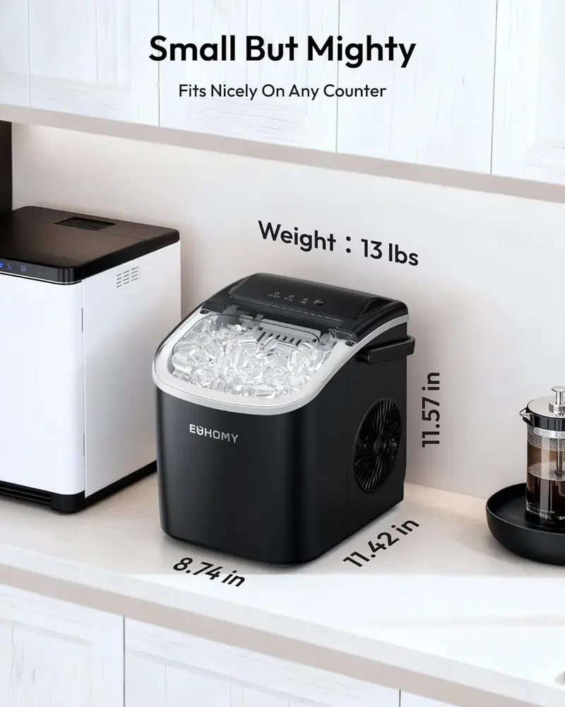 Portable Ice Maker ❄️ | 26lbs/Day 🧊 | 6-Min Fast Ice ⚡ | Self-Cleaning 🧼 | Handle + Basket
