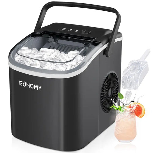 Portable Ice Maker ❄️ | 26lbs/Day 🧊 | 6-Min Fast Ice ⚡ | Self-Cleaning 🧼 | Handle + Basket