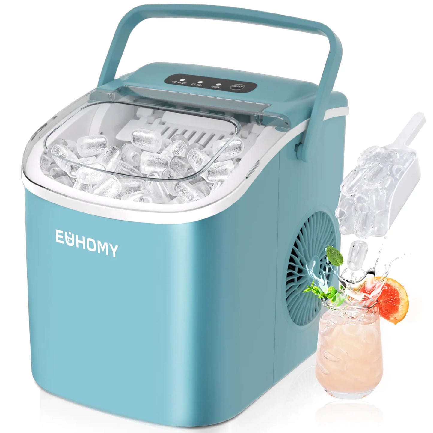 Portable Ice Maker ❄️ | 26lbs/Day 🧊 | 6-Min Fast Ice ⚡ | Self-Cleaning 🧼 | Handle + Basket