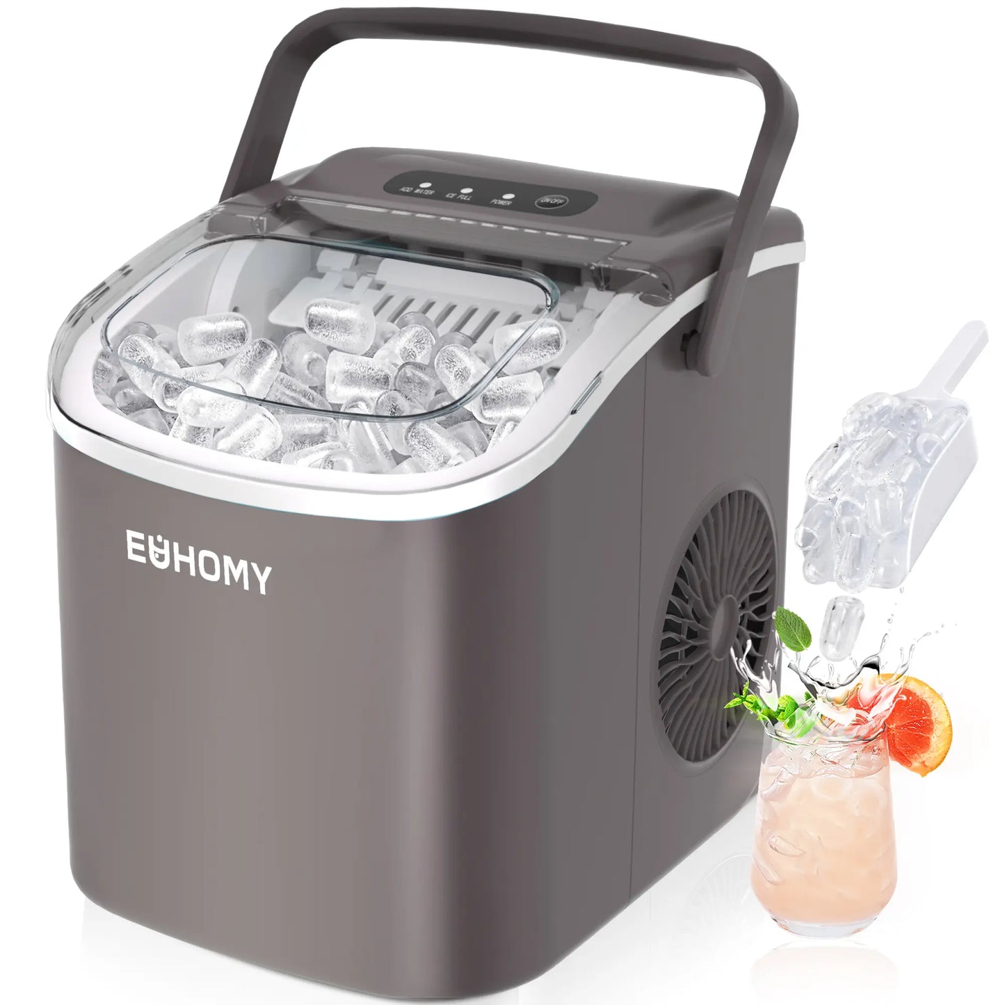 Portable Ice Maker ❄️ | 26lbs/Day 🧊 | 6-Min Fast Ice ⚡ | Self-Cleaning 🧼 | Handle + Basket